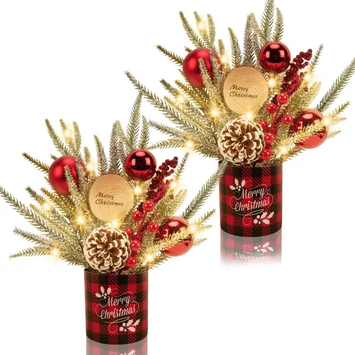 Vista 10 de GTIDEA 1 Pcs Christmas Centerpieces Mini Tree with LED Lights for Tables