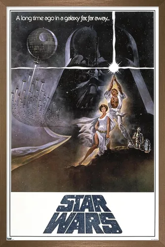 Vista 17 de Star Wars: A New Hope - One Sheet B (No Billing Block) Wall Poster, 34L" x 22.4W", Gold Framed Version Versión con marco dorado