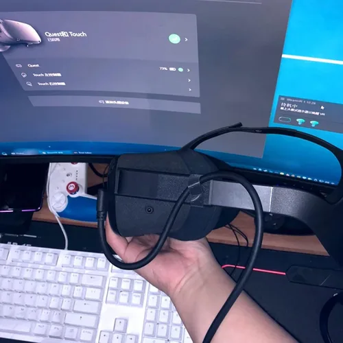 Vista 9 de BATEMEN W Cable de conexión profesional de 16 pies para Oculus Quest 2Quest Cable de carga rápida con un cable de alimentación tipo C en ángulo
