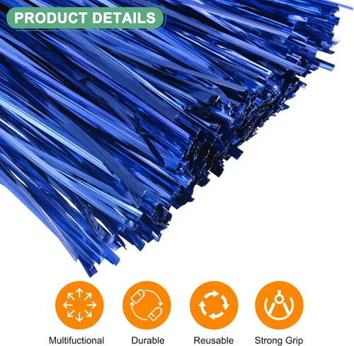 Vista 2 de M METERXITY Paquete de 750 corbatas metálicas de 6 pulgadas para Navidad, decoración de fiestas, plantas de jardín, envoltura de regalos, pan