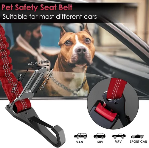 Vista 77 de SlowTon Cinturón de seguridad para perro, correa de cinturón de seguridad ajustable para perro, 2 en 1, cinturón de seguridad para perro