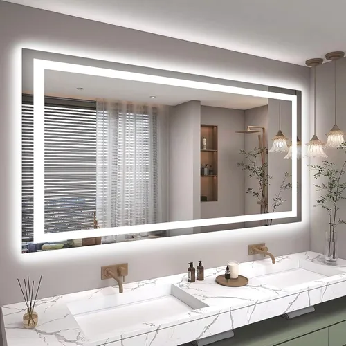 Vista 18 de Hivone - Espejo de baño LED de 24x30 pulgadas con luces, función antivaho, regulable, retroiluminado + iluminación frontal, espejo de tocador