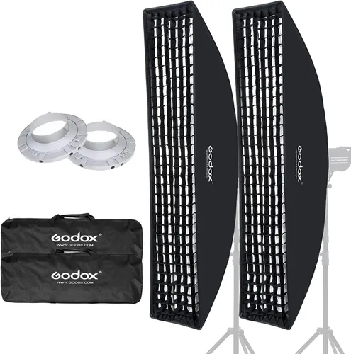 Vista 9 de Godox 8.6 x 35 pulgadas/8.7x35.4 in Softbox Honeycomb Grid Strip Soft Box Bowens Mount para Photo Studio Flash (FW 22x90, 2 piezas)