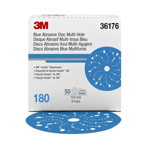 Vista 17 de 3M 3M-36142 Hookit disco abrasivo azul multi-agujero, 3" 80 Grado 50 discos, para aplicaciones de carrocería automática, preparación de pintura