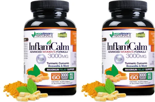 Vista 7 de Fórmula 3000 InflamCalm Advanced para mujer con cúrcuma, curcumina, enzimas y boswellia. Vegetariana, sin gluten - (el embalaje puede variar)