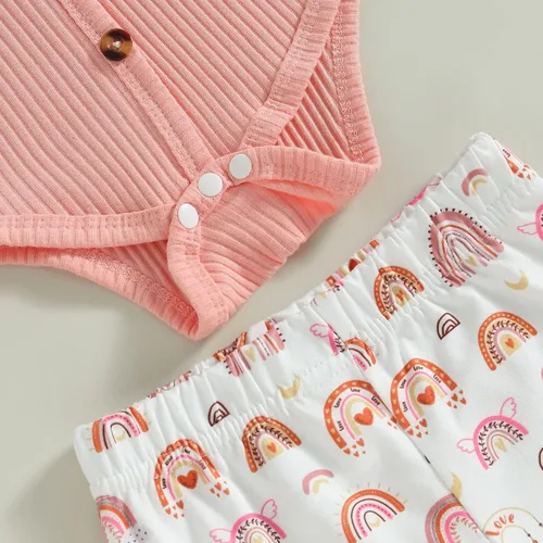 Vista 69 de Sejardin Ropa de verano para bebé y niña, recién nacida, manga corta, con letras, mameluco elástico con diadema