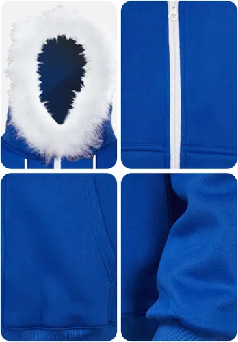 Vista 4 de Emisorn Adult Blue Jacket Pullover Hoodie Coat Zipper Sweatshirts Halloween Cosplay Adult Plush Costume Outwear Tops Unisex