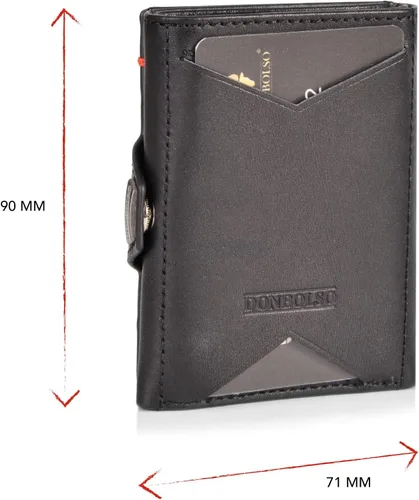 Vista 6 de DONBOLSO Wallet NextGen I - Cartera delgada moderna sin bolsillo para monedas hasta 11 tarjetas negro Nappa Black Classic