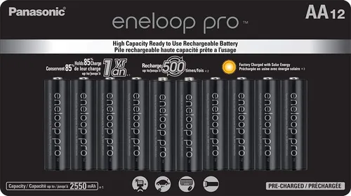 Vista 2 de Eneloop Panasonic Pro Ni-MH Baterías AA BK-3HCCA12FA 12pk y baterías Ni-MH AAA BK-4HCCA8BA 1.2V 8pk recargables