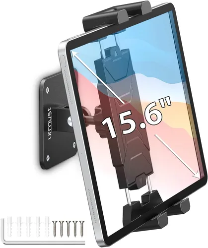 Vista 12 de Urmust Soporte de pared para tableta para iPad, rotación de 360°, soporte ajustable para tablet con brazo extensible de aluminio, para iPad