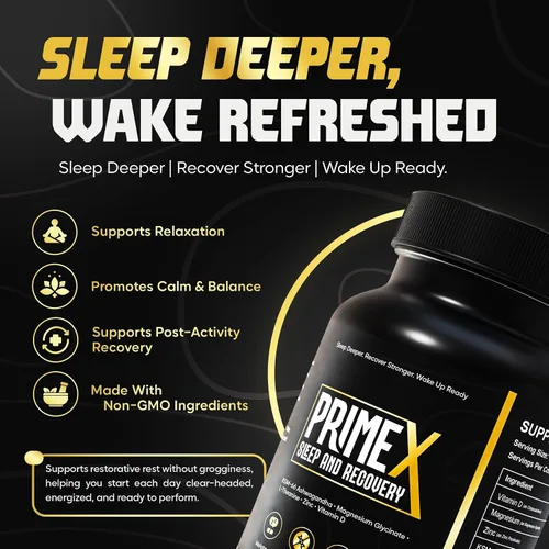 Vista 2 de Ayuda para dormir sin melatonina - Suplemento de recuperación del sueño con Ashwagandha KSM-66® y glicinato de magnesio para relajación nocturna