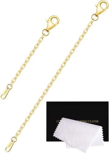 Vista 28 de Extensores de collar para mujer, chapados en oro de 14 quilates, extensores de collar duraderos, cadena de plata de ley 925 para pulsera y Dorado