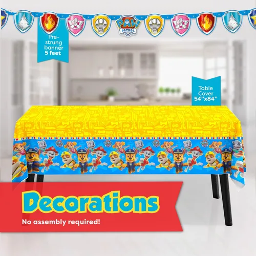 Vista 4 de Decoraciones de Cumpleaños Únicas de Patrulla Canina Suministros de Fiesta de Patrulla Canina Con Mantel de Patrulla Canina, Platos de Patrulla