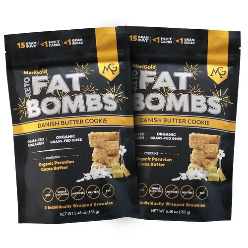 Vista 10 de MariGold Keto Fat Bombs - Limón y Coco, bajo en carbohidratos, rico en colágeno, ghee alimentado con pasto, mantequilla de cacao orgánica, sin