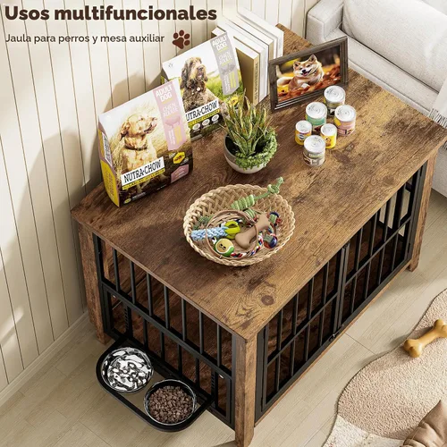 Vista 6 de Lulive Muebles de jaula para perros, 31.5 pulgadas de largo x 22.5 pulgadas de ancho x 25.6 pulgadas de alto, marrón