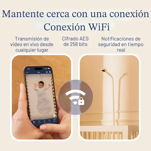 Vista 5 de Nanit Essentials - Monitor inteligente para bebé con soporte de suelo, cámara Wi-Fi HD de 1080p, monitoreo de respiración sin sensores, seguimiento