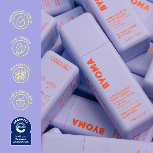 Vista 5 de BYOMA Crema Hidratante Rica - Loción Facial de Reparación de Barrera con Bakuchiol y Extracto de Karité - Hidratante Facial con Ceramidas para Piel