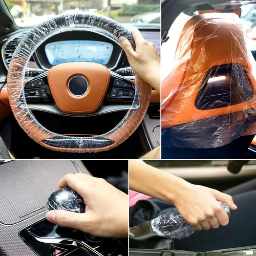 Vista 4 de Tallew 250 Pcs Disposable Plastic Car Seat Covers Clear for Auto Truck