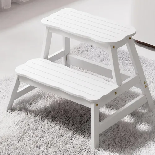 Vista 11 de COSYLAND Taburete para niños pequeños, baño, cocina, taburete de 2 pasos Natural