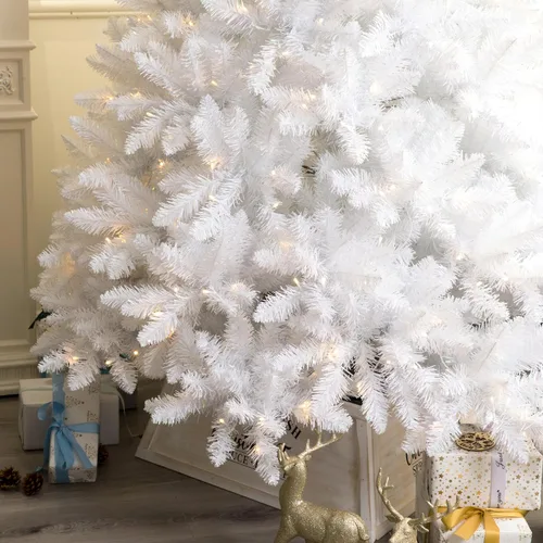 Vista 8 de árbol de Navidad blanco.