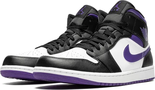 Vista 2 de Jordan Air Jordan 1 Mid 554724 095 para hombre, talla 7.5, NegroDark Iris-white, 7.5