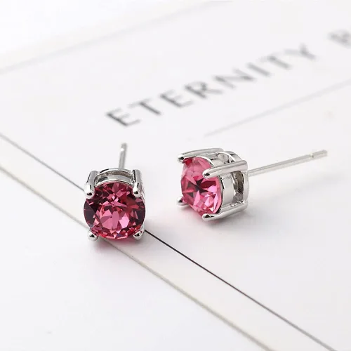 Vista 3 de Colección de aretes especiales de plata 99.9 con circonitas cúbicas y piedras preciosas hechas a mano