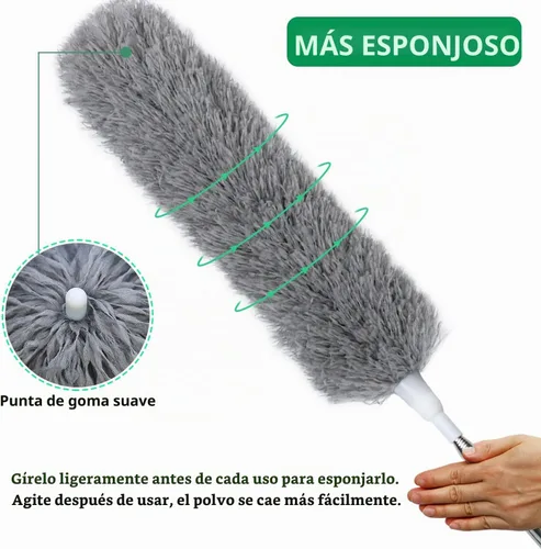 Vista 3 de Plumero de microfibra extra largo de 100 pulgadas, plumeros de poste extensible, plumero telescópico para limpieza, cabezal de microfibra flexible
