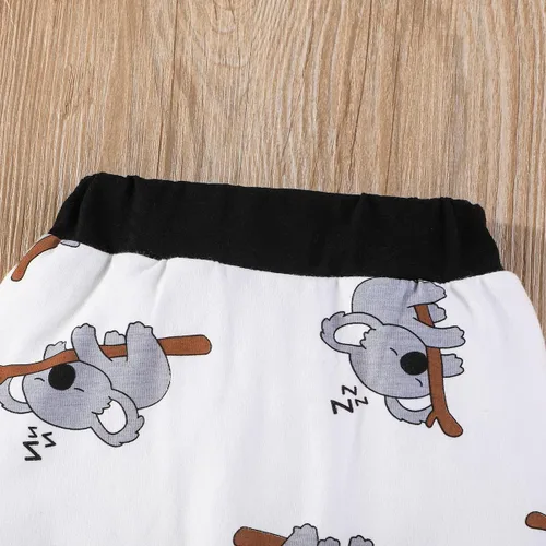 Vista 6 de Conjunto de ropa para bebé recién nacido, con estampado de koala, manga larga, pantalones largos, gorro, 3 piezas, para otoño e invierno