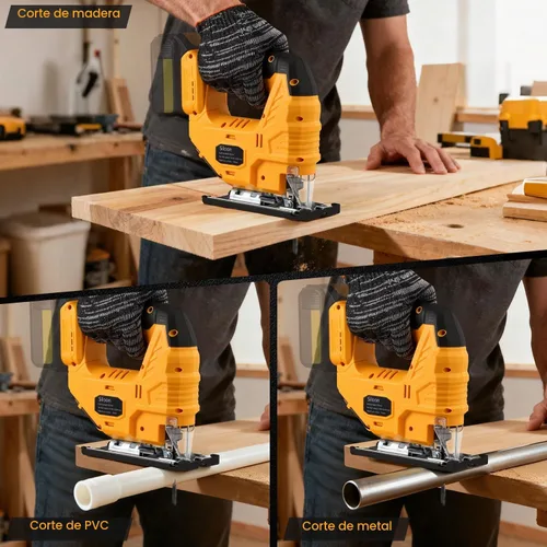 Vista 7 de Sierra de calar para batería Dewalt de 20 V, rompecabezas inalámbrico con 7 velocidades variables hasta 3200 RPM, luz LED, cortes biselados de 45°
