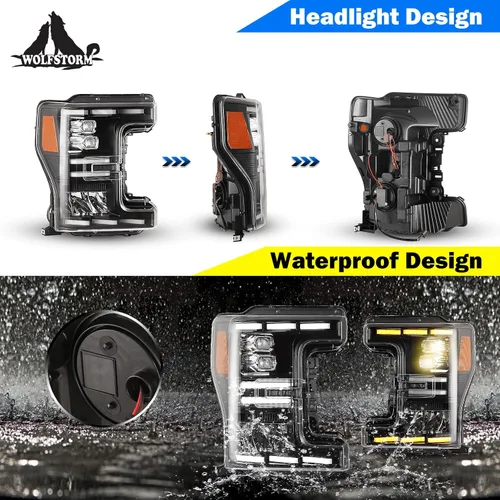 Vista 4 de Conjunto de faros delanteros para Ford F250, F350, F450, F550, F550 2017, 2018, 2019, 2020, con modos de iluminación LED funcionales, DRL, reemplazo