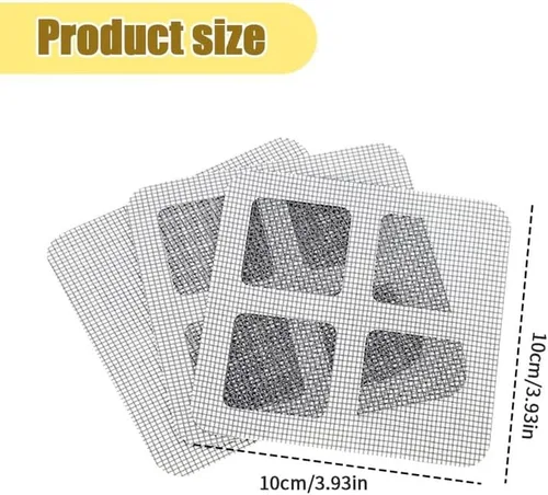 Vista 2 de Calcomanías Desechables para Drenaje de Cabello, Cubierta Desechable de Salida de Ducha de 4" X 4" con Calcomanías de Malla Atrapa-Cabellos