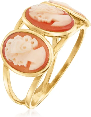 Vista 3 de Ross-Simons Anillo camafeo de concha naranja italiana en oro de 18 quilates sobre ley, Piedra preciosa, concha