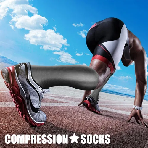 Vista 3 de CHARMKING Calcetines de compresión para mujeres y hombres (4 pares) de 15 a 20 mmHg es el mejor apoyo para atletismo, correr, ciclismo