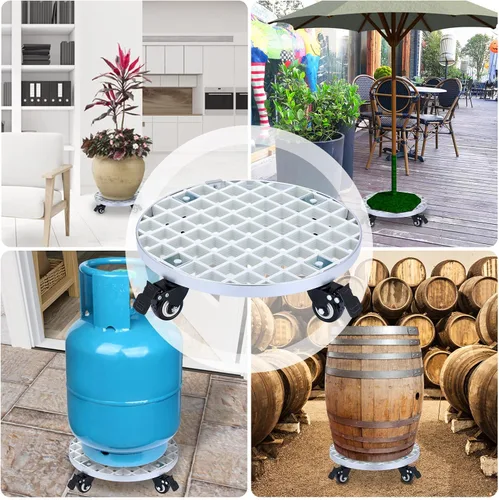 Vista 7 de ARTLINE Soporte rodante resistente para plantas con ruedas de bloqueo, base de rodillo para macetas de 23 pulgadas para árboles grandes en macetas