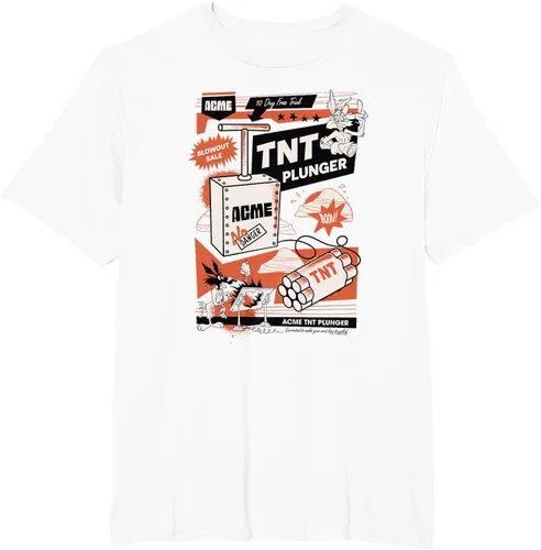 Vista 11 de Looney Tunes Wile E. Coyote - Camiseta de émbolo TNT, Blanco, S