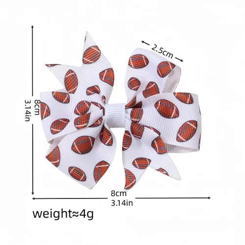 Vista 6 de BBTDIN Baby Football Turban Headband Girl Football Bows Baby Football Hair Band Bow BBG19 (3 Pcs-F1)
