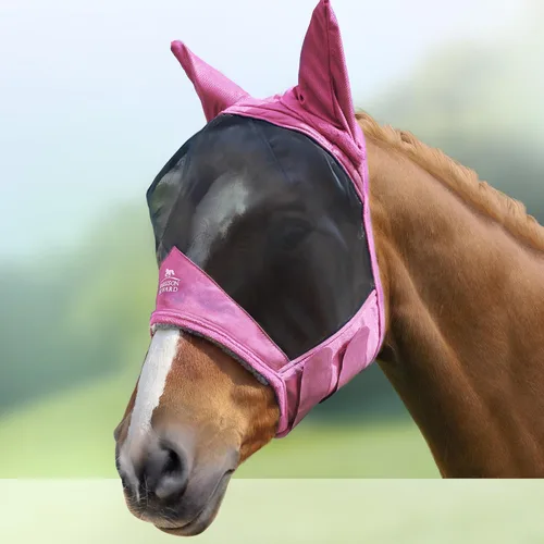 Vista 13 de Harrison Howard Máscara de mosca de caballo luminosa profesional estándar con orejas protección UV para caballo, azul y plateado, pequeño poni