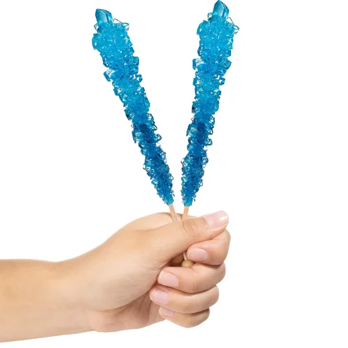 Vista 2 de Blue Rock Candy - Palitos de azúcar con sabor a frambuesa azul, 12 recuerdos de fiesta envueltos individualmente