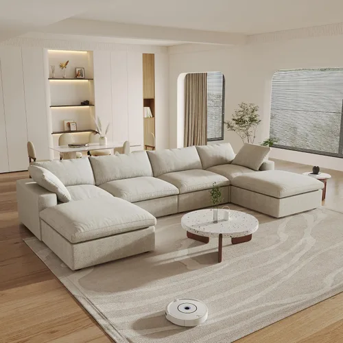 Vista 11 de Cloud - Sofá modular convertible de 80.3 pulgadas en forma de L para sala de estar con otomana de almacenamiento, sofás profundos minimalistas