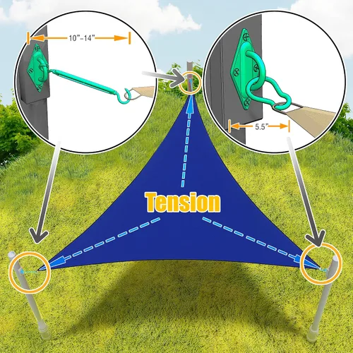 Vista 4 de Royal Shade Kit de herrajes de 10 pulgadas para toldo triangular de acero inoxidable de grado militar 316