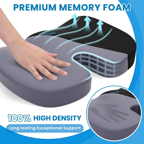 Vista 3 de TushGuard - Cojín de asiento para silla de oficina de espuma viscoelástica antideslizante con respaldo, almohada de alivio para silla de oficina