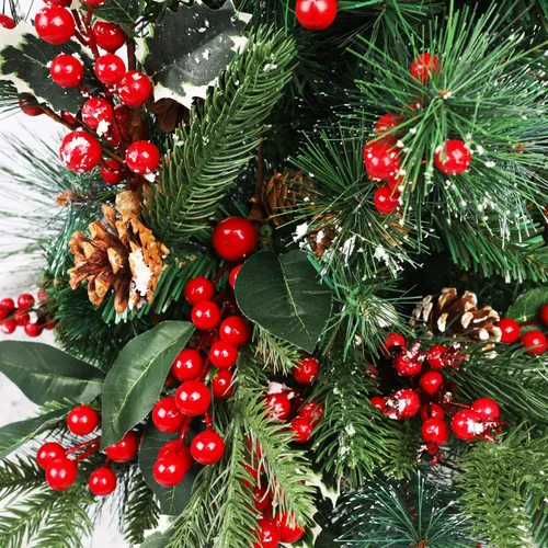 Vista 4 de DR.DUDU Paquete de 12 ramitas de bayas artificiales para decoración de árbol de Navidad, tallos de bayas rojas de Navidad para manualidades