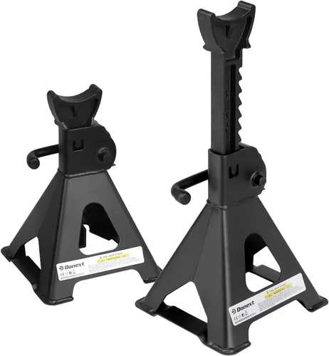 Vista 9 de Jack Stands 3 toneladas (6,500 lb) de acero de capacidad, 1 par de soportes de elevación rojos ajustables