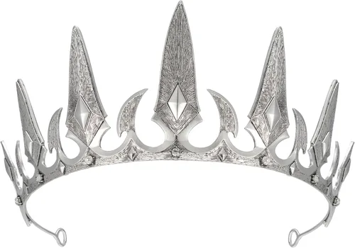 Vista 11 de SWEETV Black Gothic Crown, Witch Evil Queen Crown for Cosplay Halloween 1. negro+plata antigua