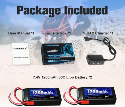 Vista 13 de Batería Lipo de 7.4 V con enchufe JST 2S 30C (60 C) batería de litio recargable de 1200 mAh compatible con UDIRC Cheewing y la mayoría de coches RC