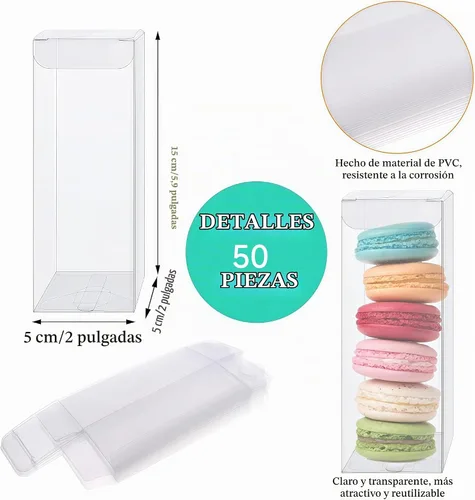 Vista 2 de 50 cajas de almacenamiento de plástico transparente PET caja de regalo transparente recipientes vacíos rectangulares cubos dulces chocolate galletas