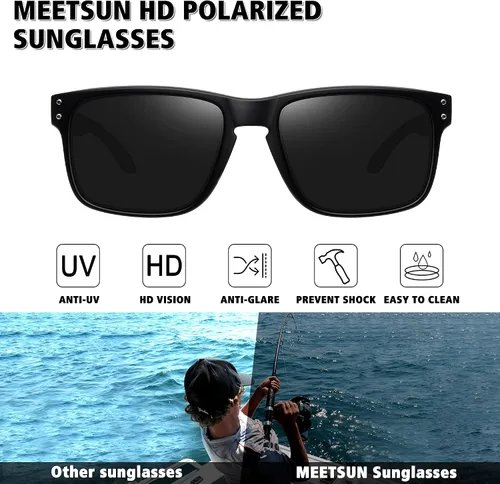 Vista 2 de MEETSUN Gafas de sol polarizadas para hombres y mujeres gafas de pesca con protección UV400