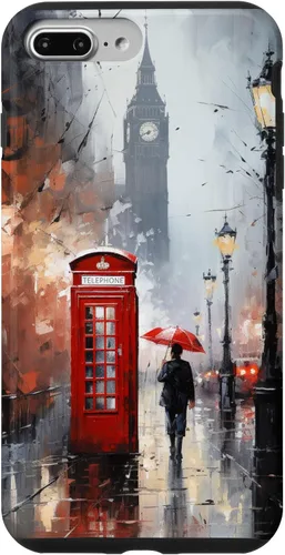Vista 12 de Funda para iPhone 16 Wet London Iconic Red Phone Booth Clocktower Art Cover Phone Case