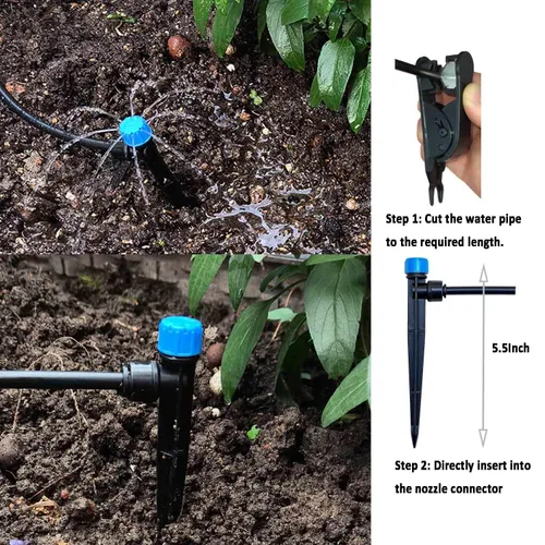 Vista 8 de Sistema de riego por goteo con temporizador para jardín, identificación principal de 1/2 pulgada, 16.5 pies y 1/4 de pulgada, manguera de agua de 96