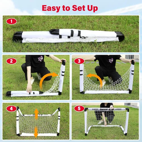 Vista 8 de KETIEE Porterías de fútbol para niños para patio trasero: juego de porterías de fútbol plegables de 35 x 23 pulgadas, portería de fútbol portátil